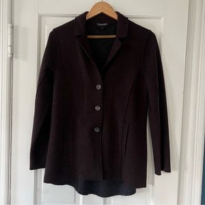 EILEEN FISHER Brown Merino Wool Button Jacket in Size Medium Petite